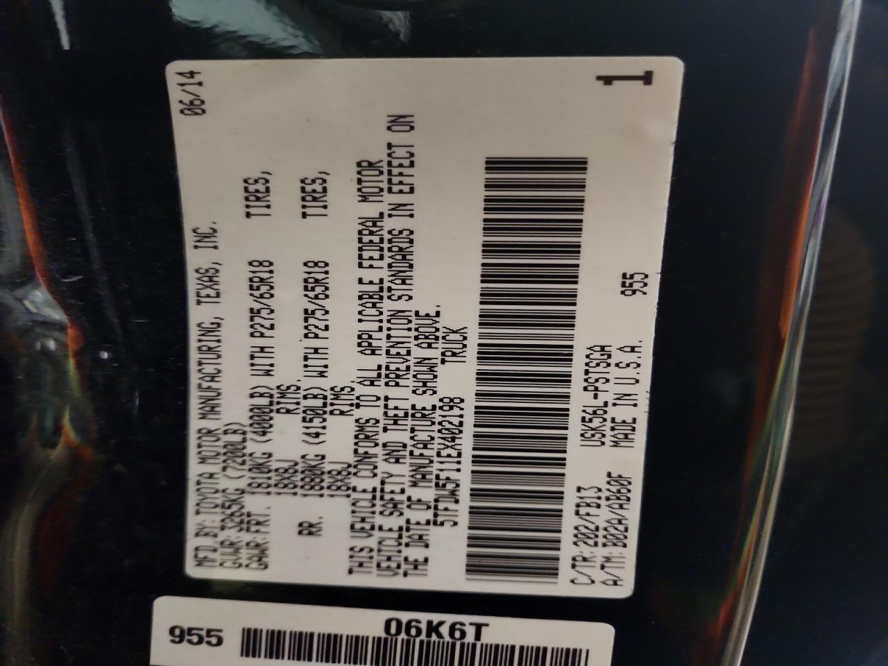 2014 TOYOTA TUNDRA CREWMAX SR5 photo 12