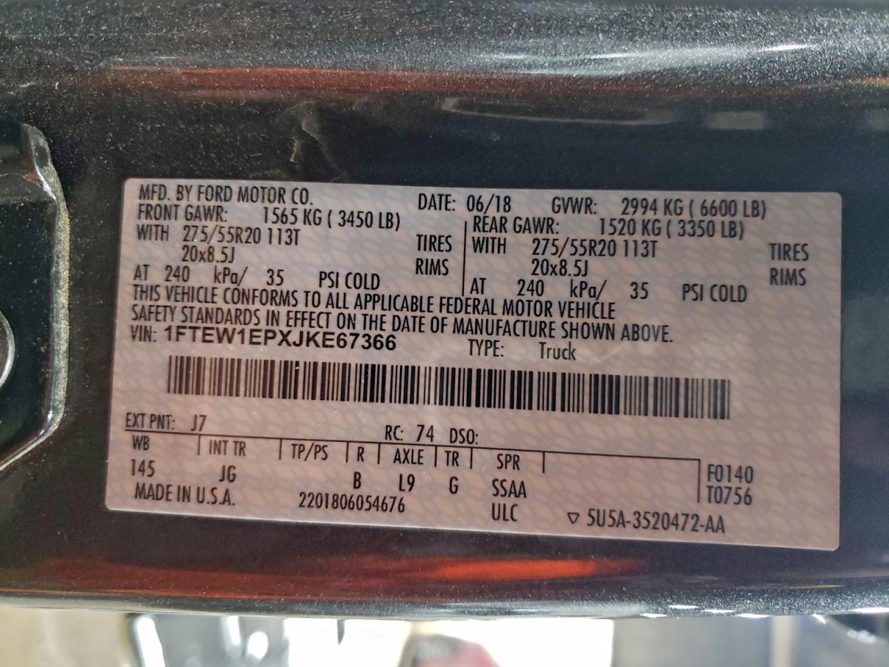 2018 FORD F150 SUPERCREW photo 13