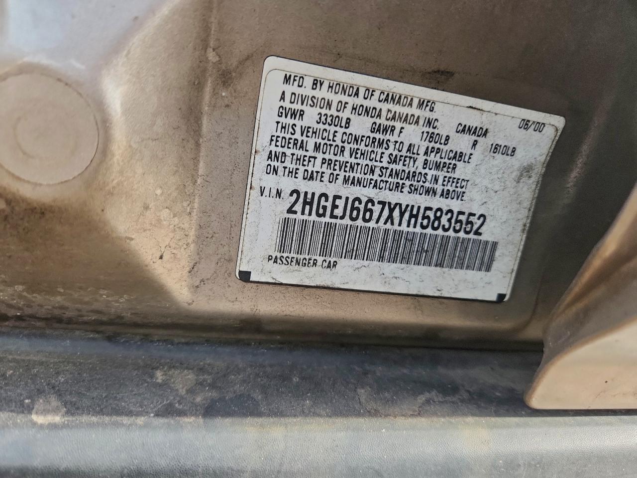 2000 HONDA CIVIC LX photo 12