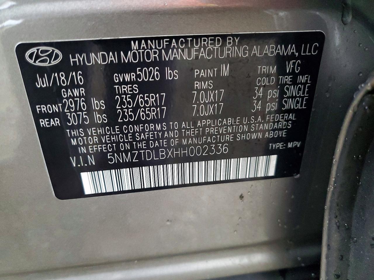 2017 HYUNDAI SANTA FE SPORT 2.4L photo 23