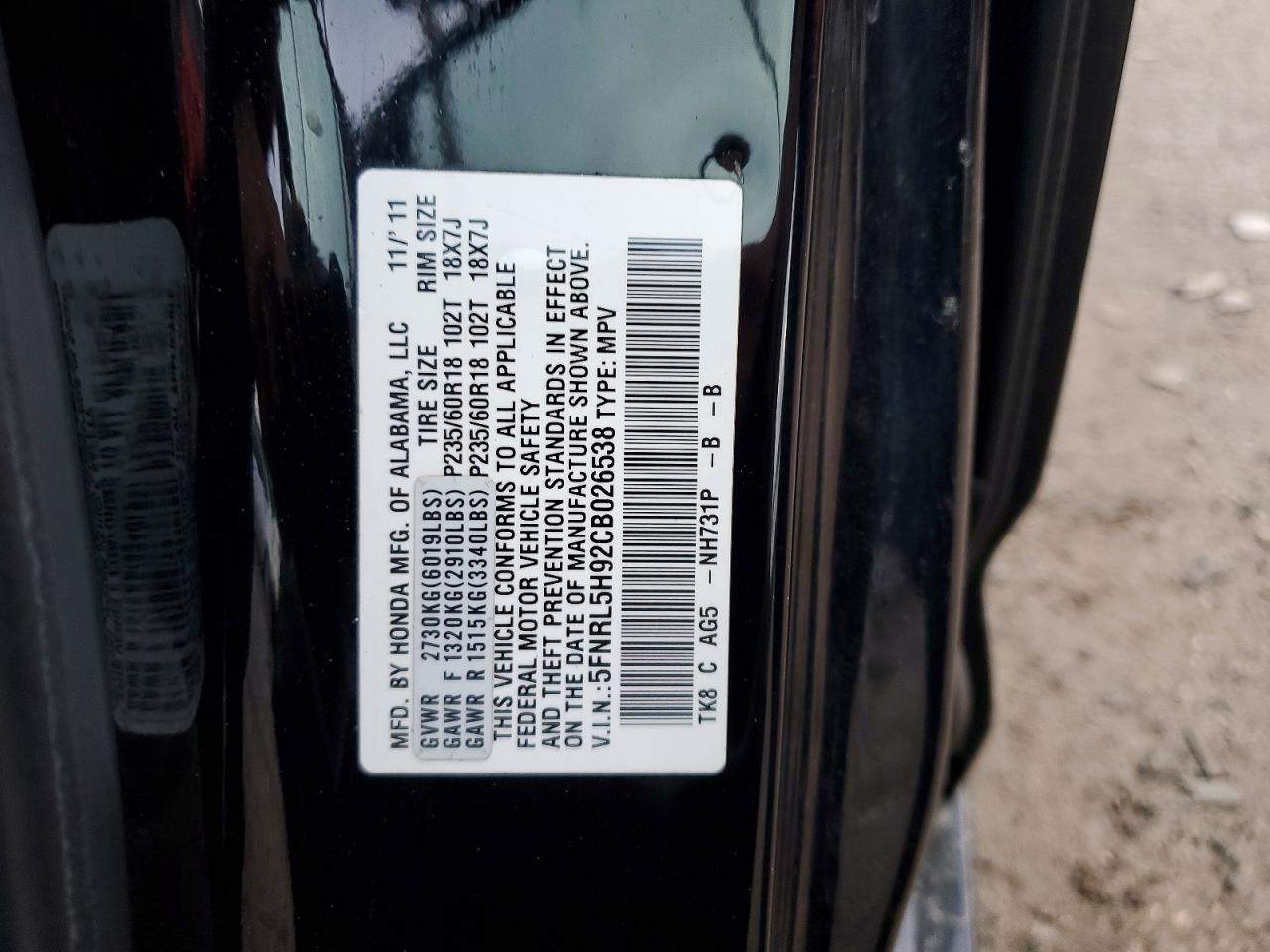 2012 HONDA ODYSSEY TOURING photo 13