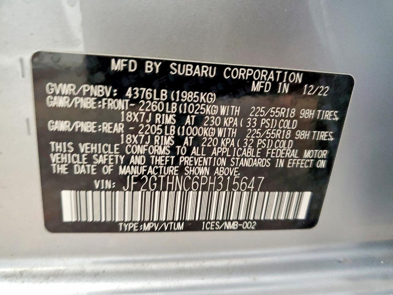 2023 SUBARU CROSSTREK LIMITED photo 12
