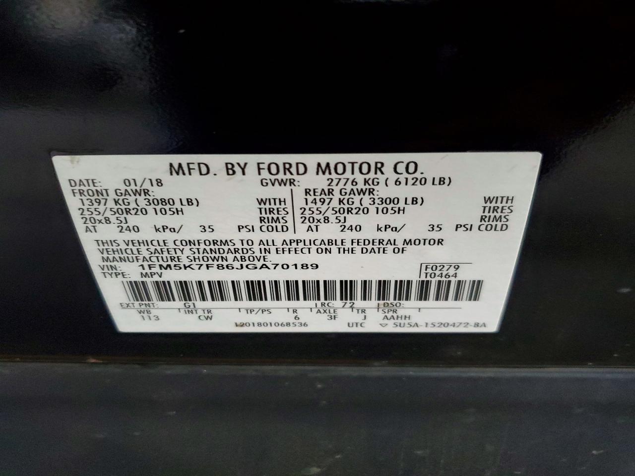 2018 FORD EXPLORER LIMITED photo 14