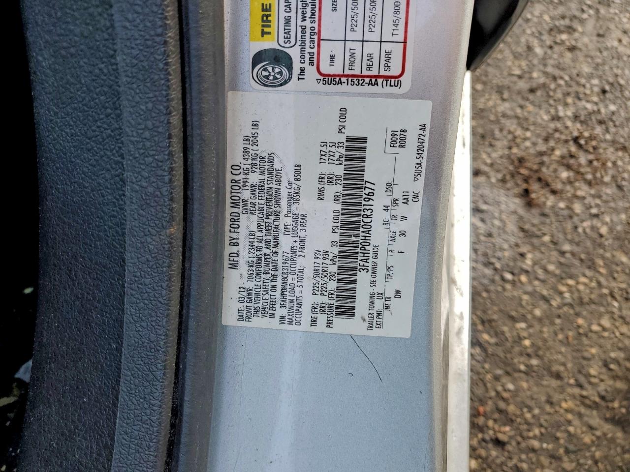 2012 FORD FUSION SE photo 34