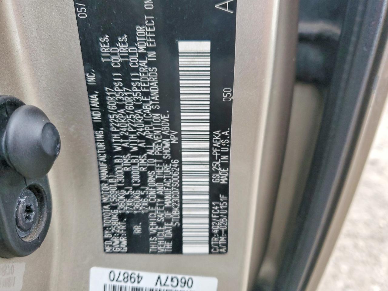 2007 TOYOTA SIENNA photo 13