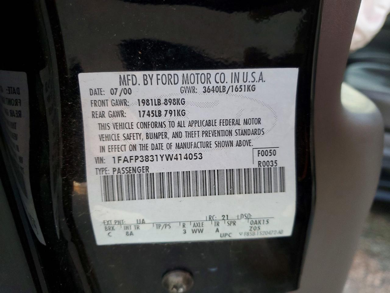 2000 FORD FOCUS ZTS photo 23
