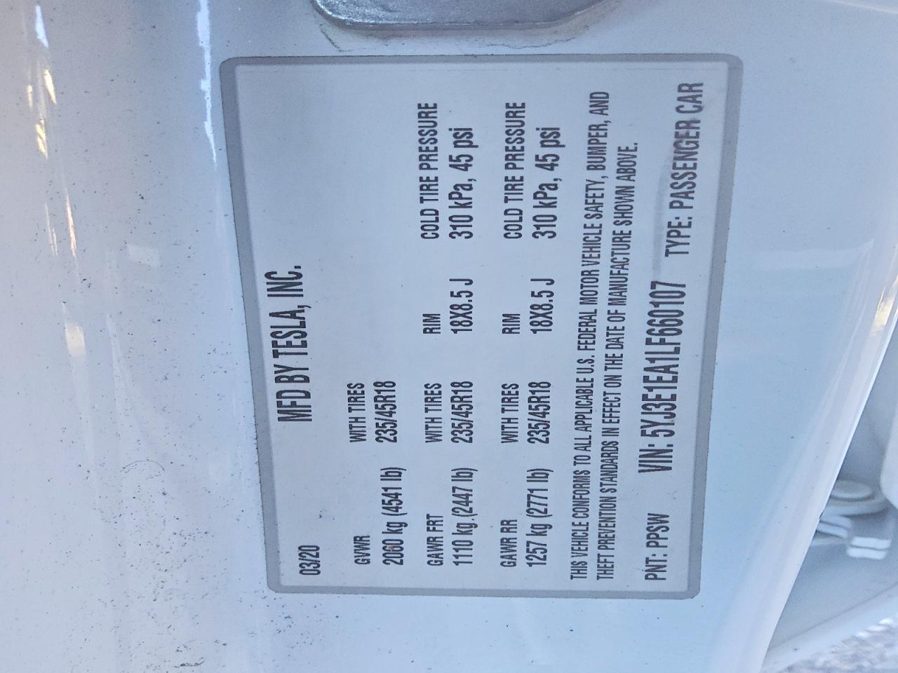 2020 TESLA MODEL 3 photo 12