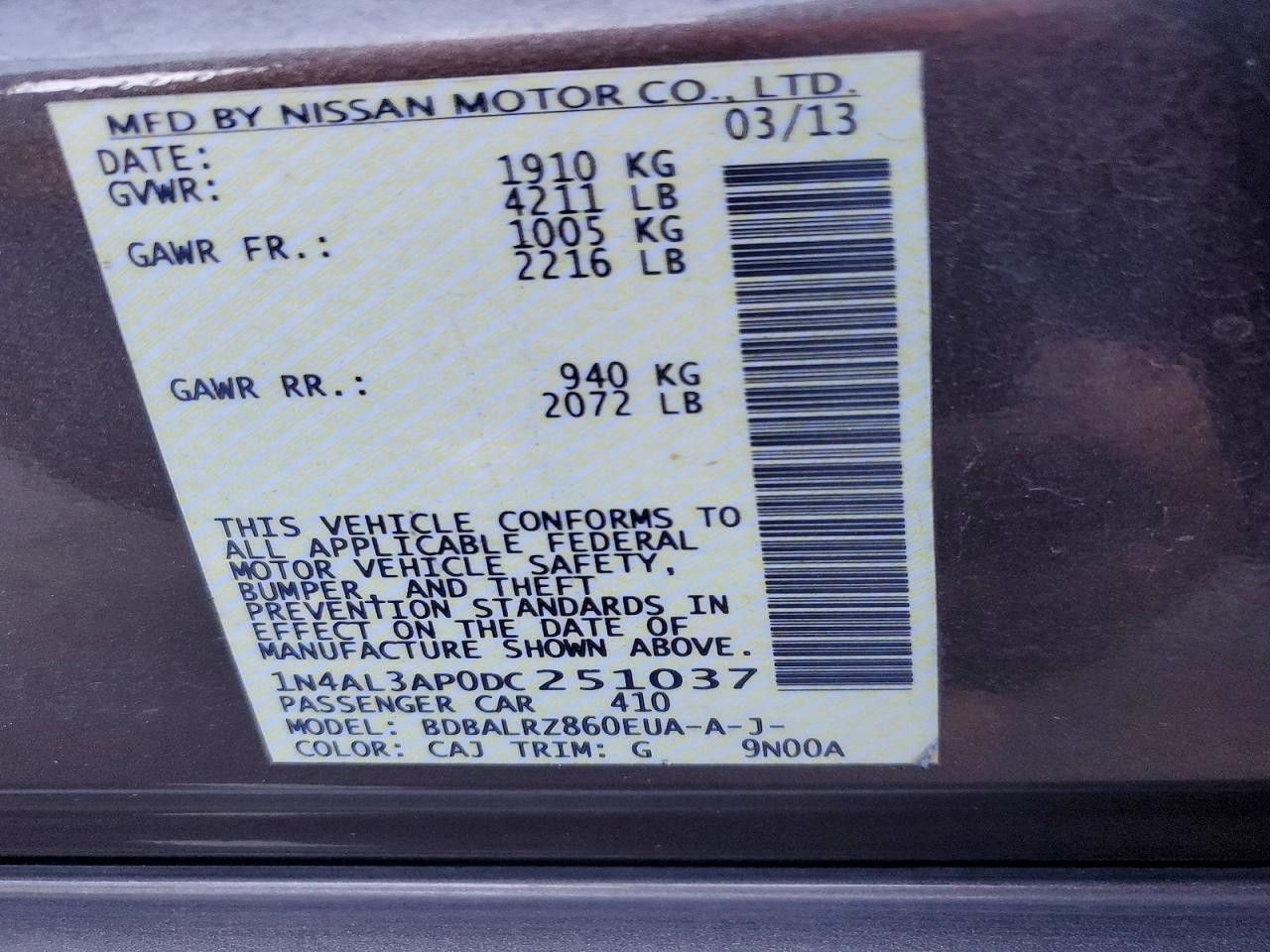 2013 NISSAN ALTIMA 2.5 photo 12
