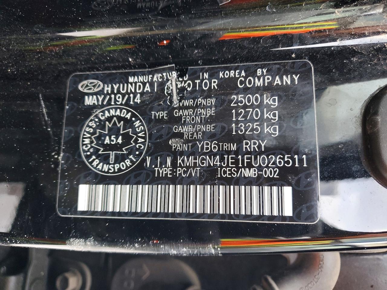 2015 HYUNDAI GENESIS 3.8L photo 13