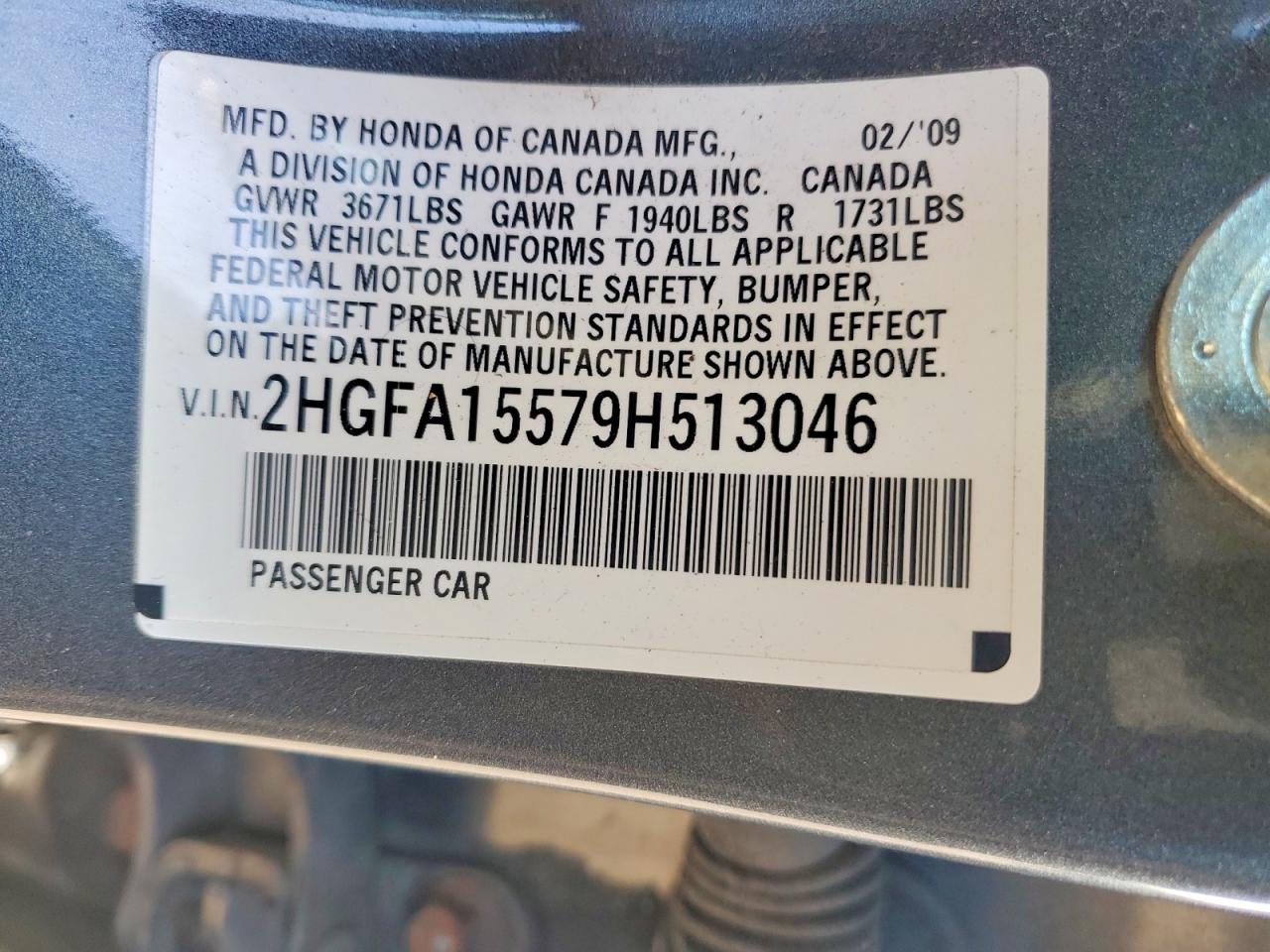 2009 HONDA CIVIC LX photo 12