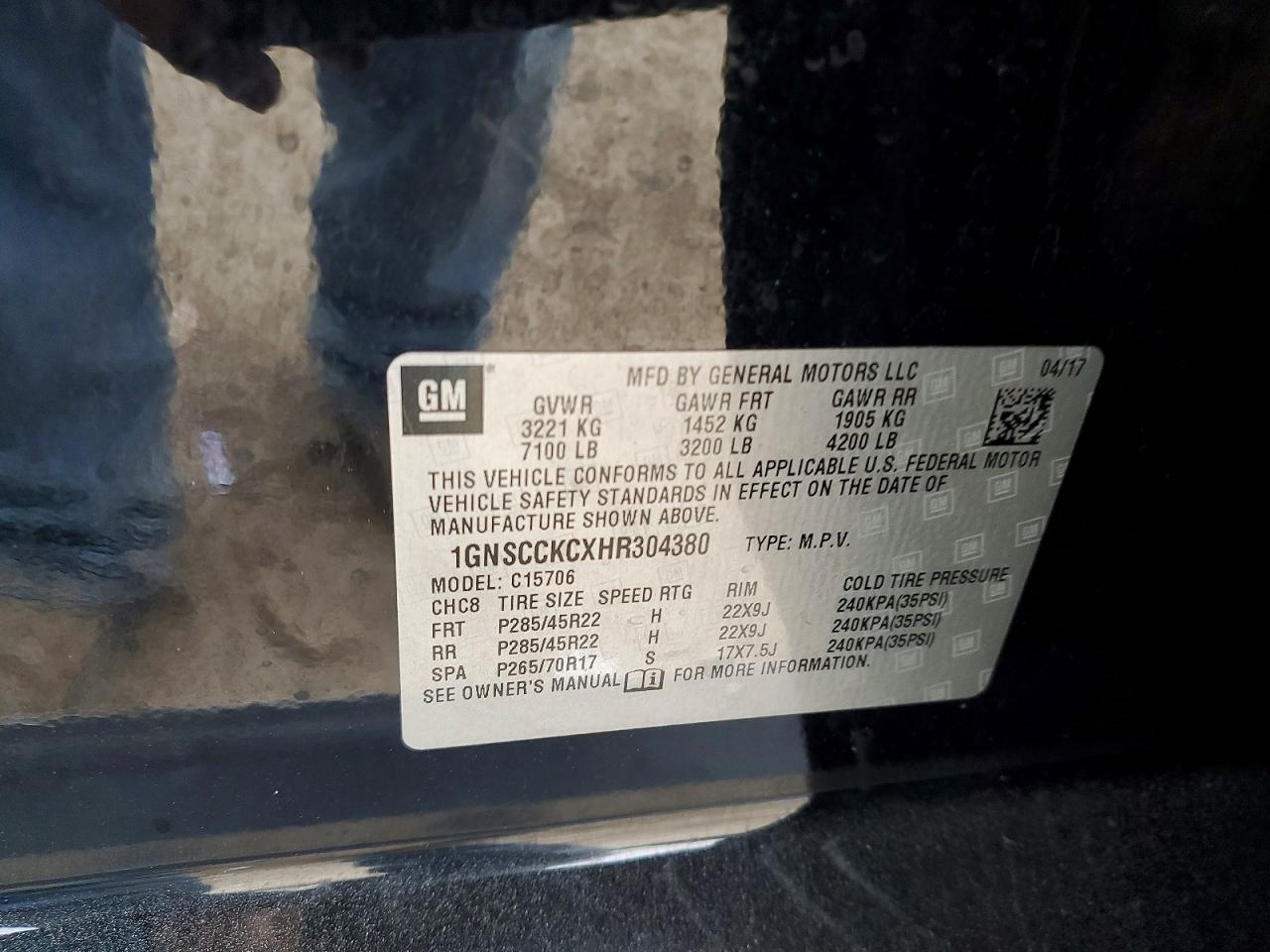 2017 CHEVROLET TAHOE C1500 PREMIER photo 12