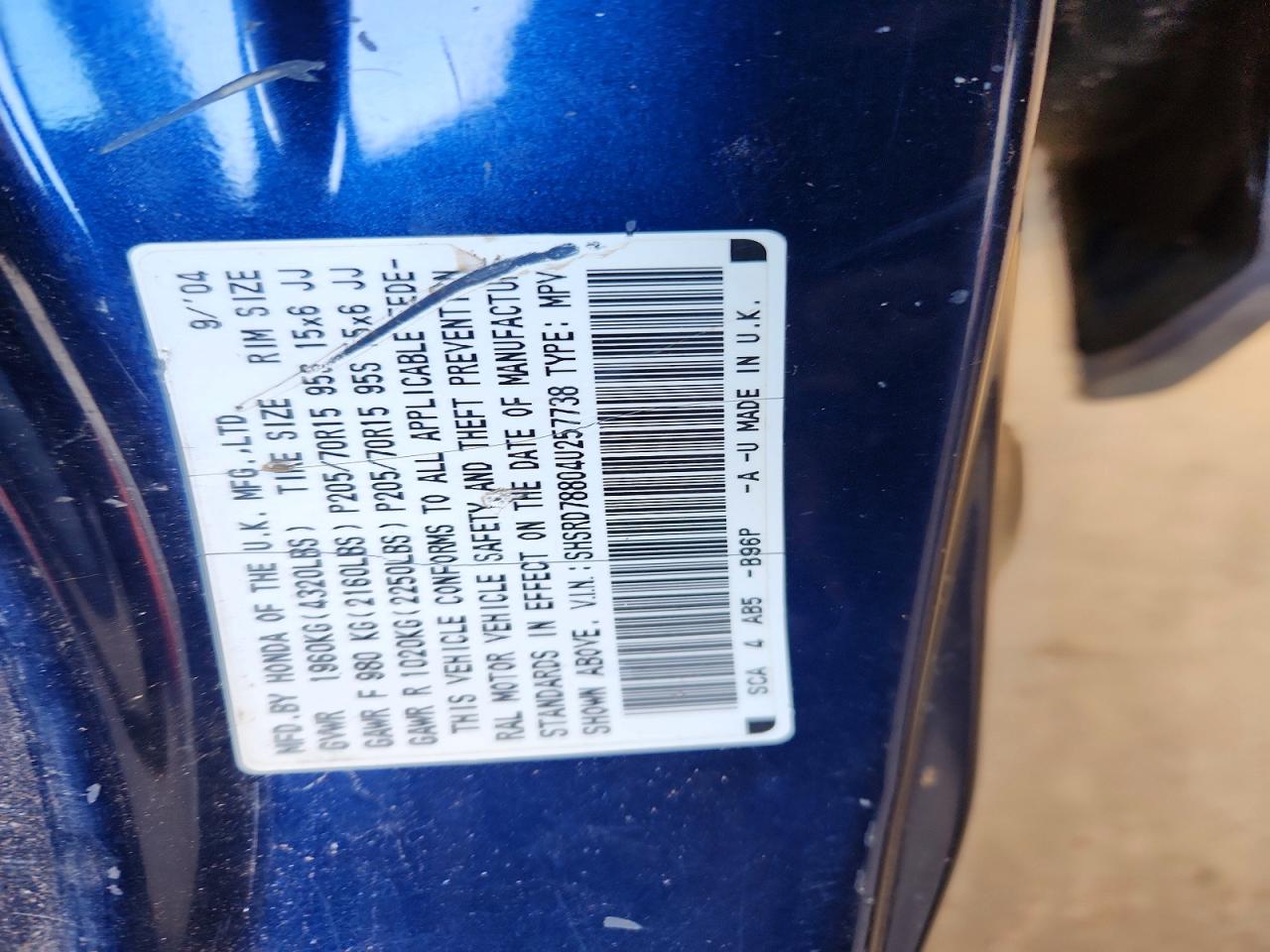 2004 HONDA CR-V EX photo 12