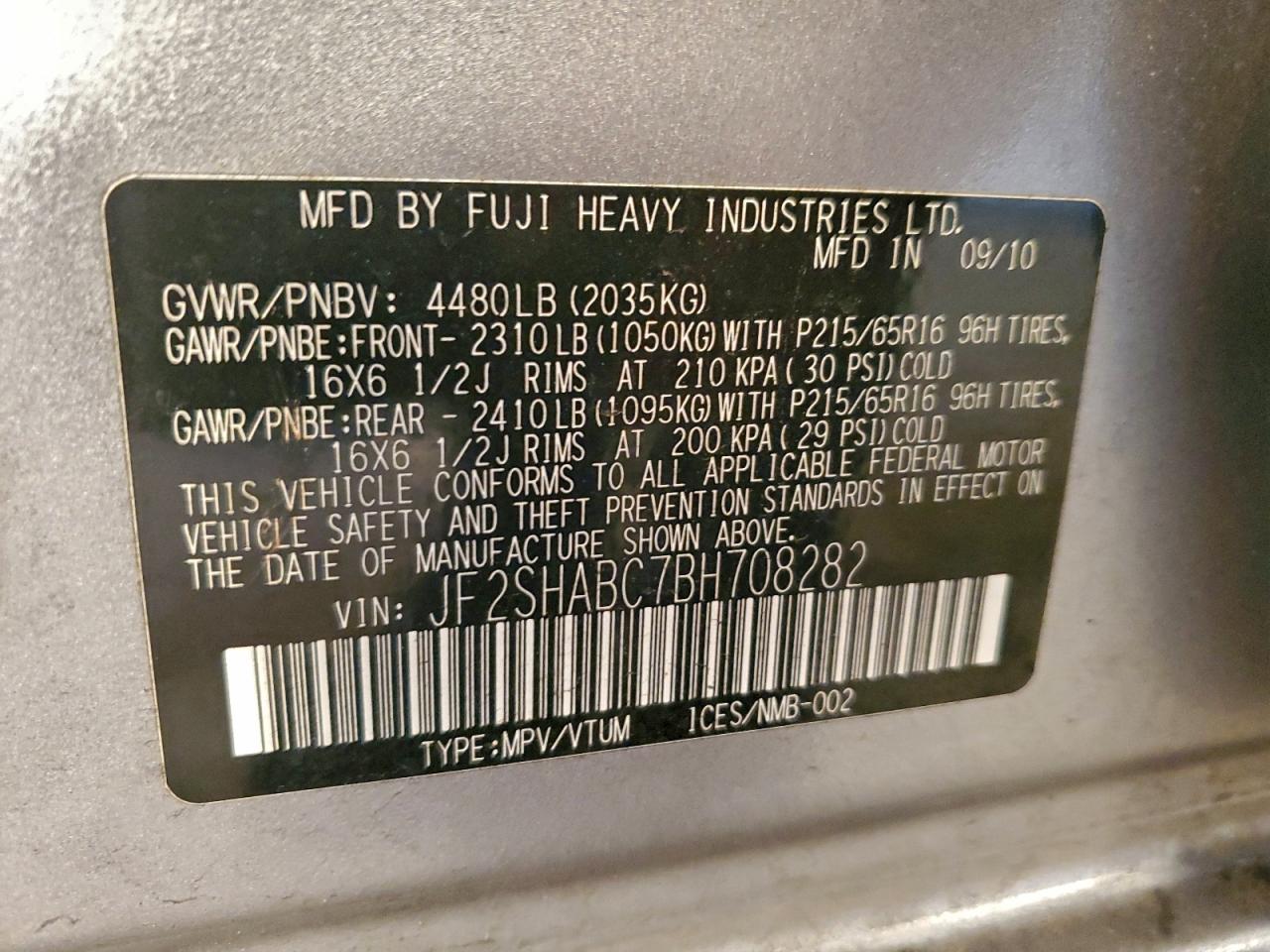 2011 SUBARU FORESTER 2.5X photo 14