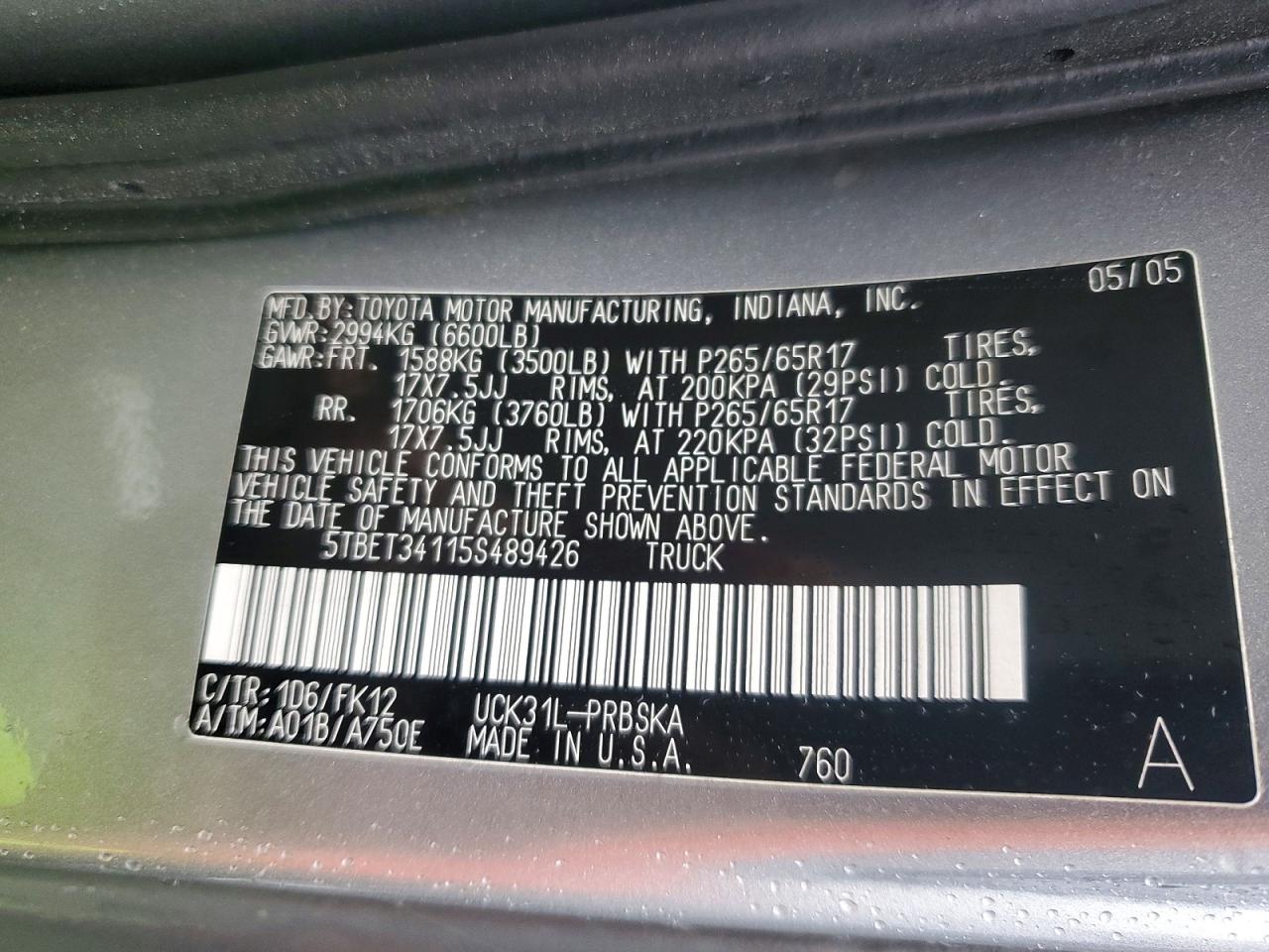 2005 TOYOTA TUNDRA DOUBLE CAB SR5 photo 12