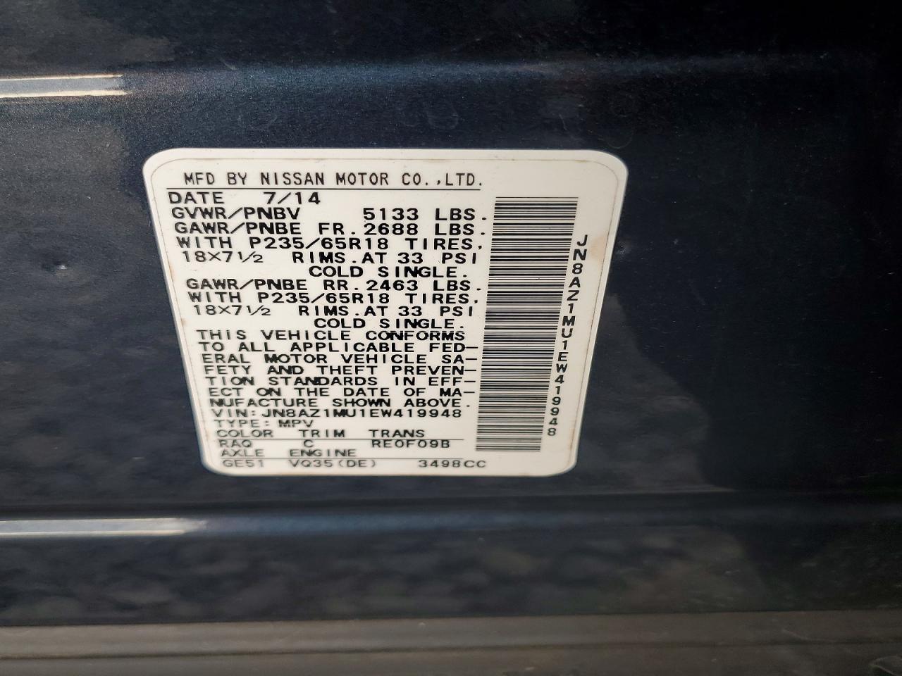 2014 NISSAN MURANO S photo 25