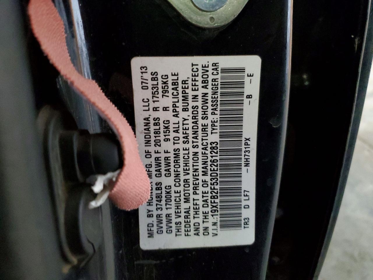 2013 HONDA CIVIC LX photo 12
