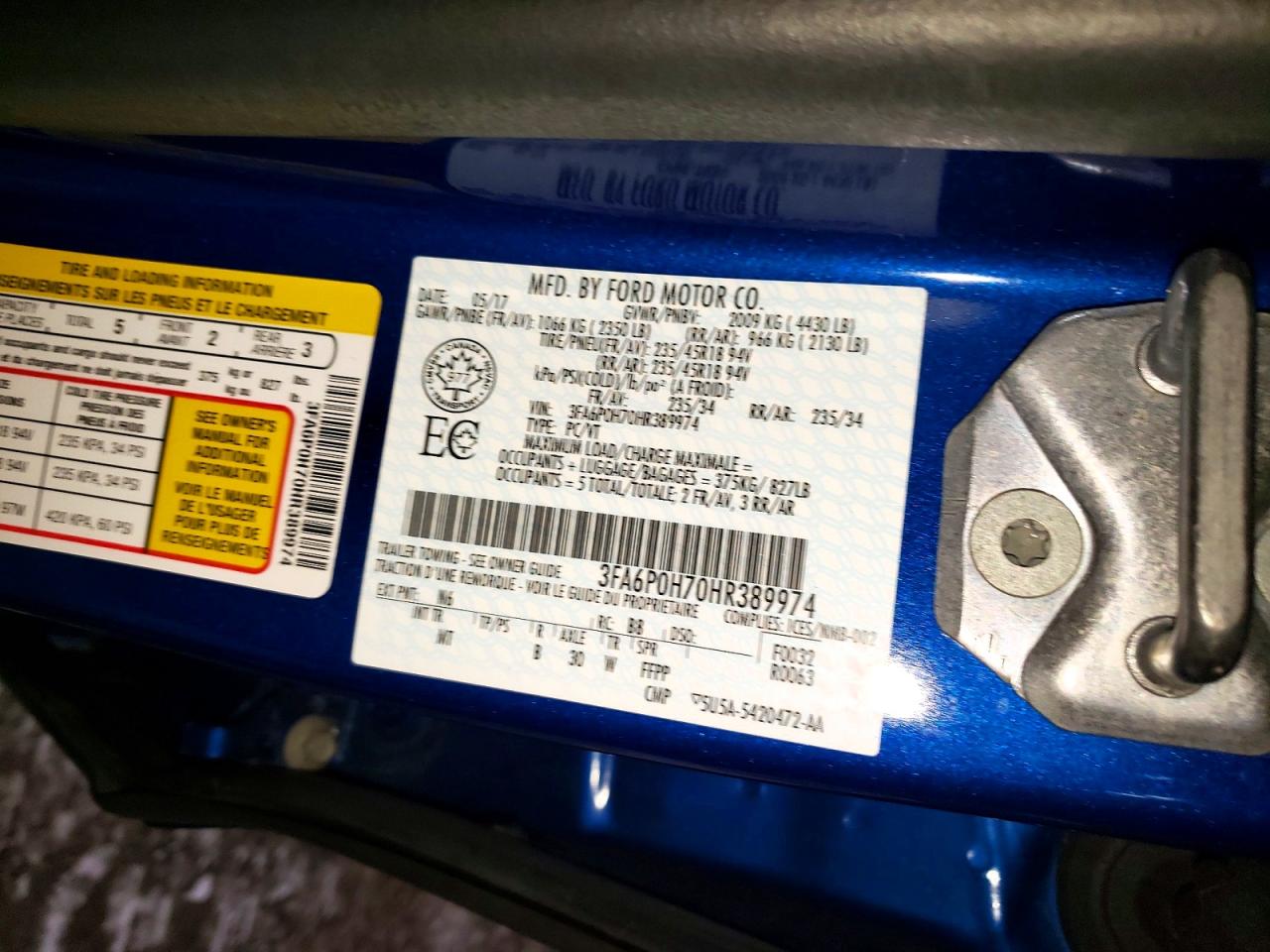 2017 FORD FUSION SE photo 13