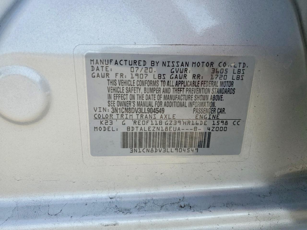 2020 NISSAN VERSA S photo 37