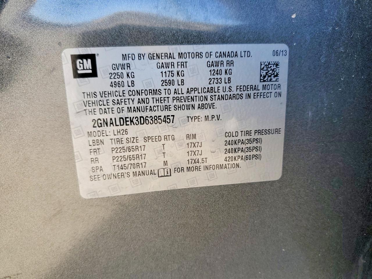 2013 CHEVROLET EQUINOX LT photo 12