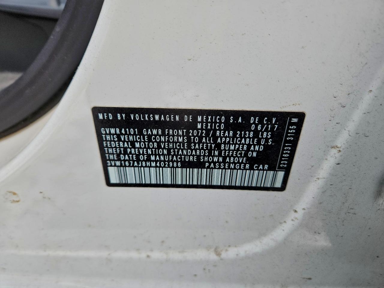 2017 VOLKSWAGEN JETTA S photo 12