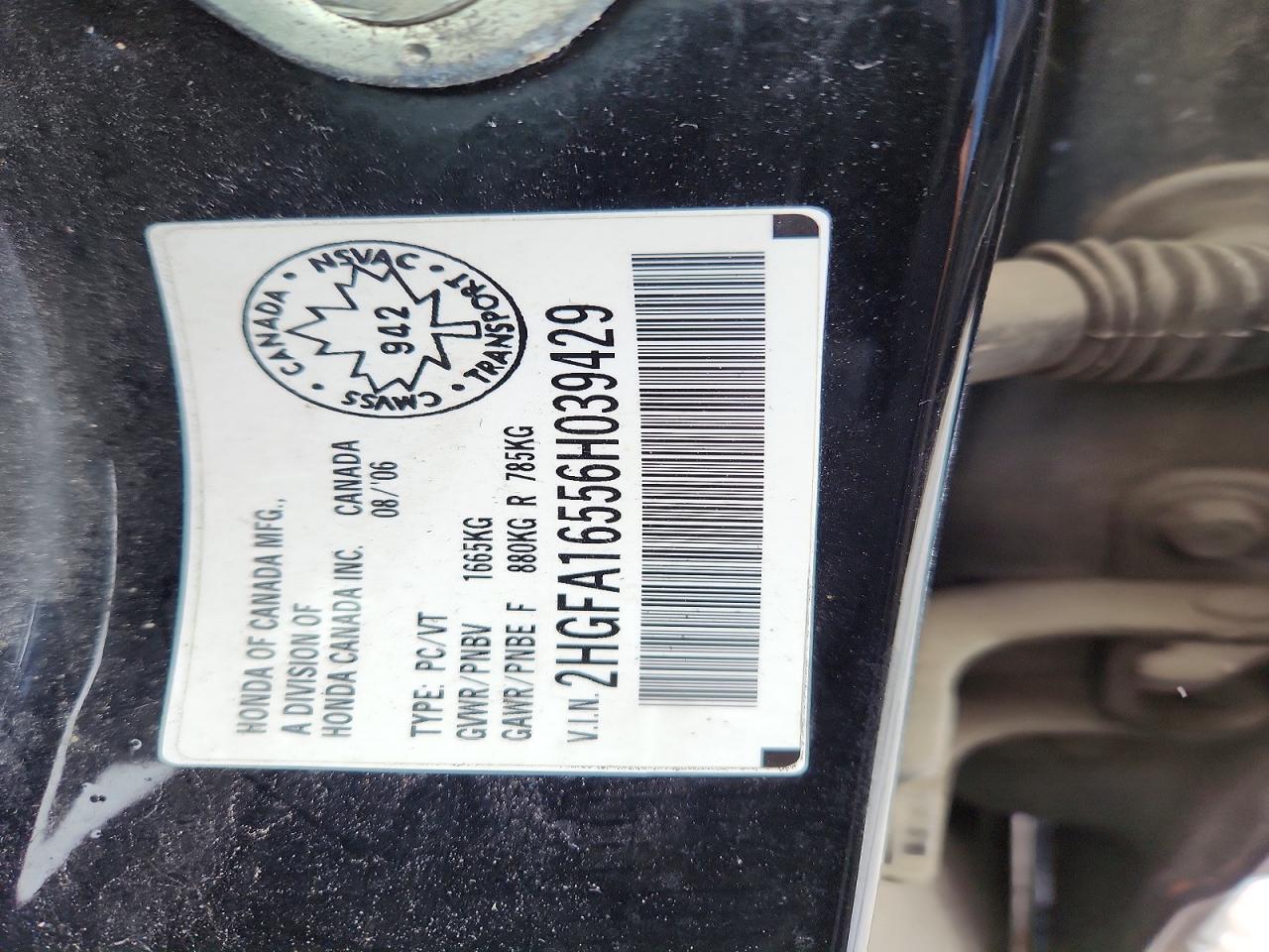 2006 HONDA CIVIC LX photo 12
