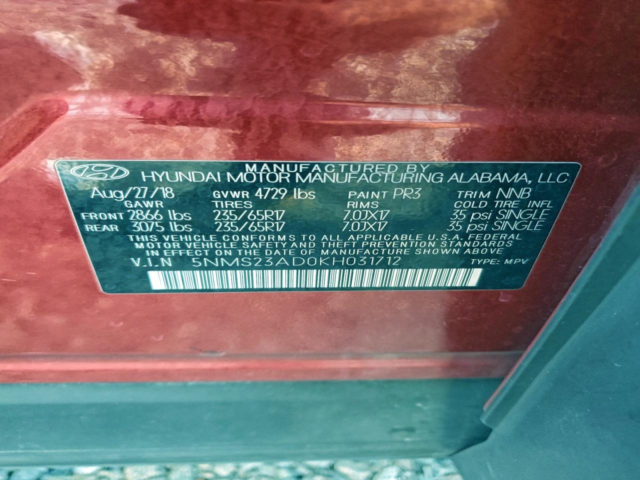 2019 HYUNDAI SANTA FE SE photo 13