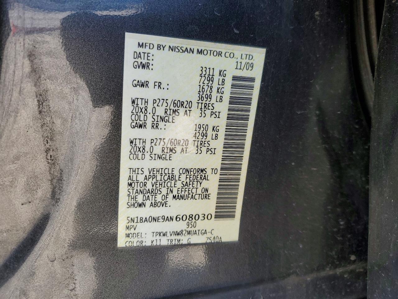 2010 NISSAN ARMADA PLATINUM photo 13