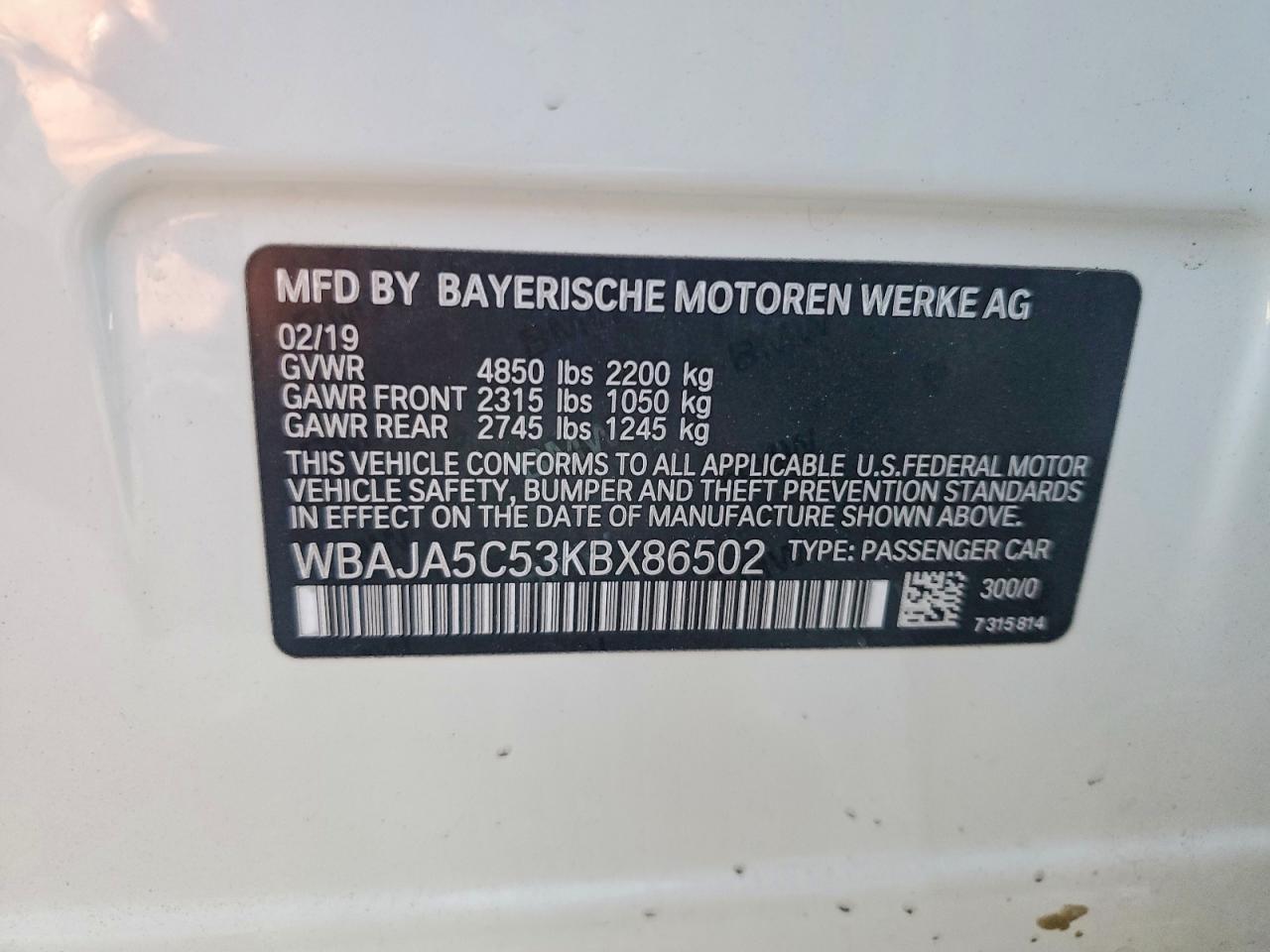 2019 BMW 530 I photo 12