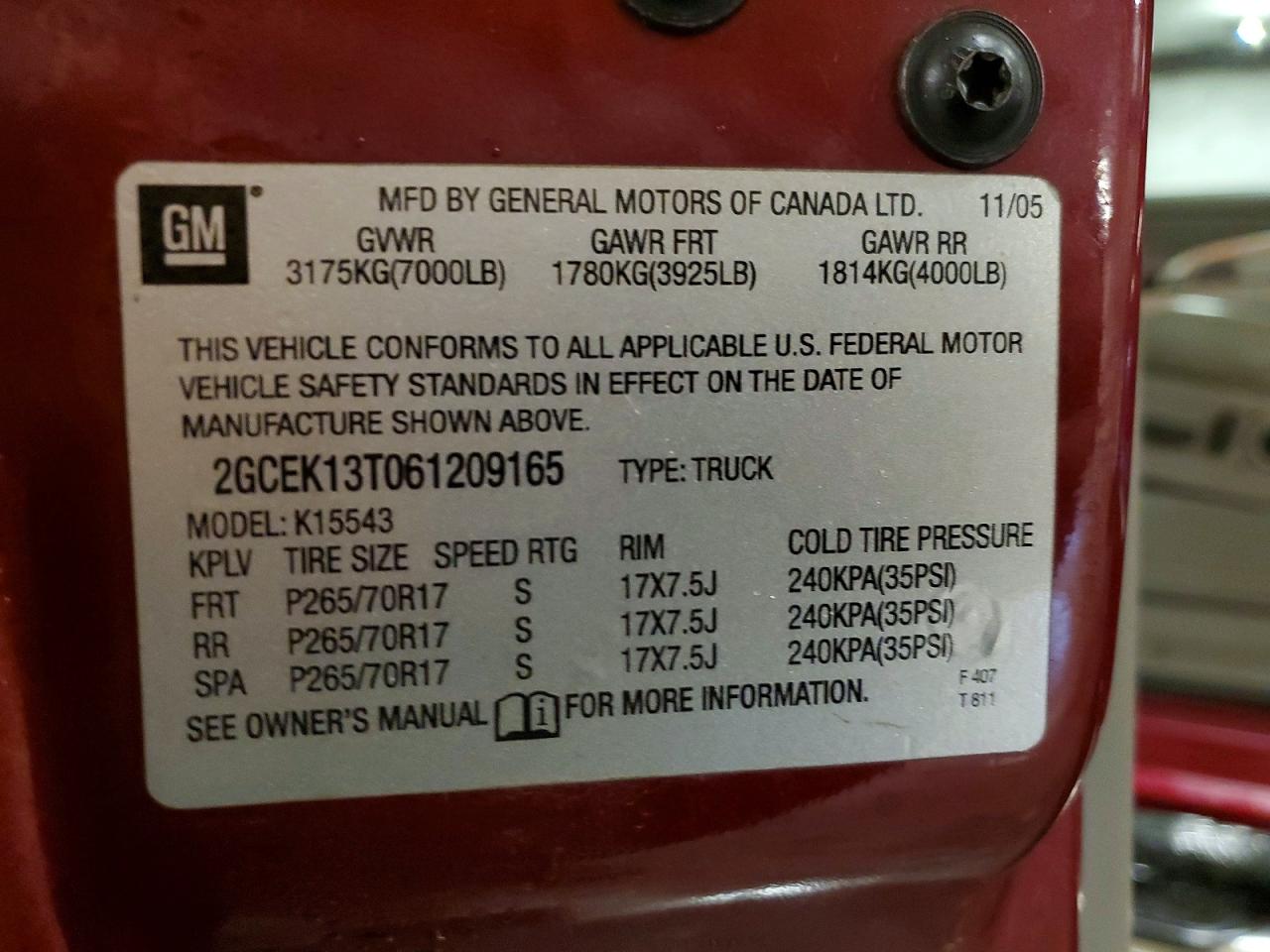 2006 CHEVROLET SILVERADO K1500 photo 12