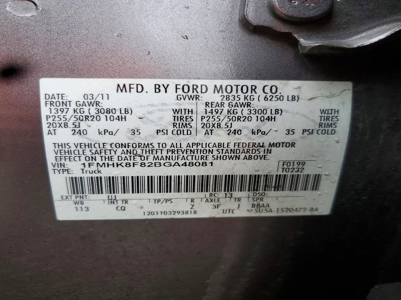 2011 FORD EXPLORER LIMITED photo 13