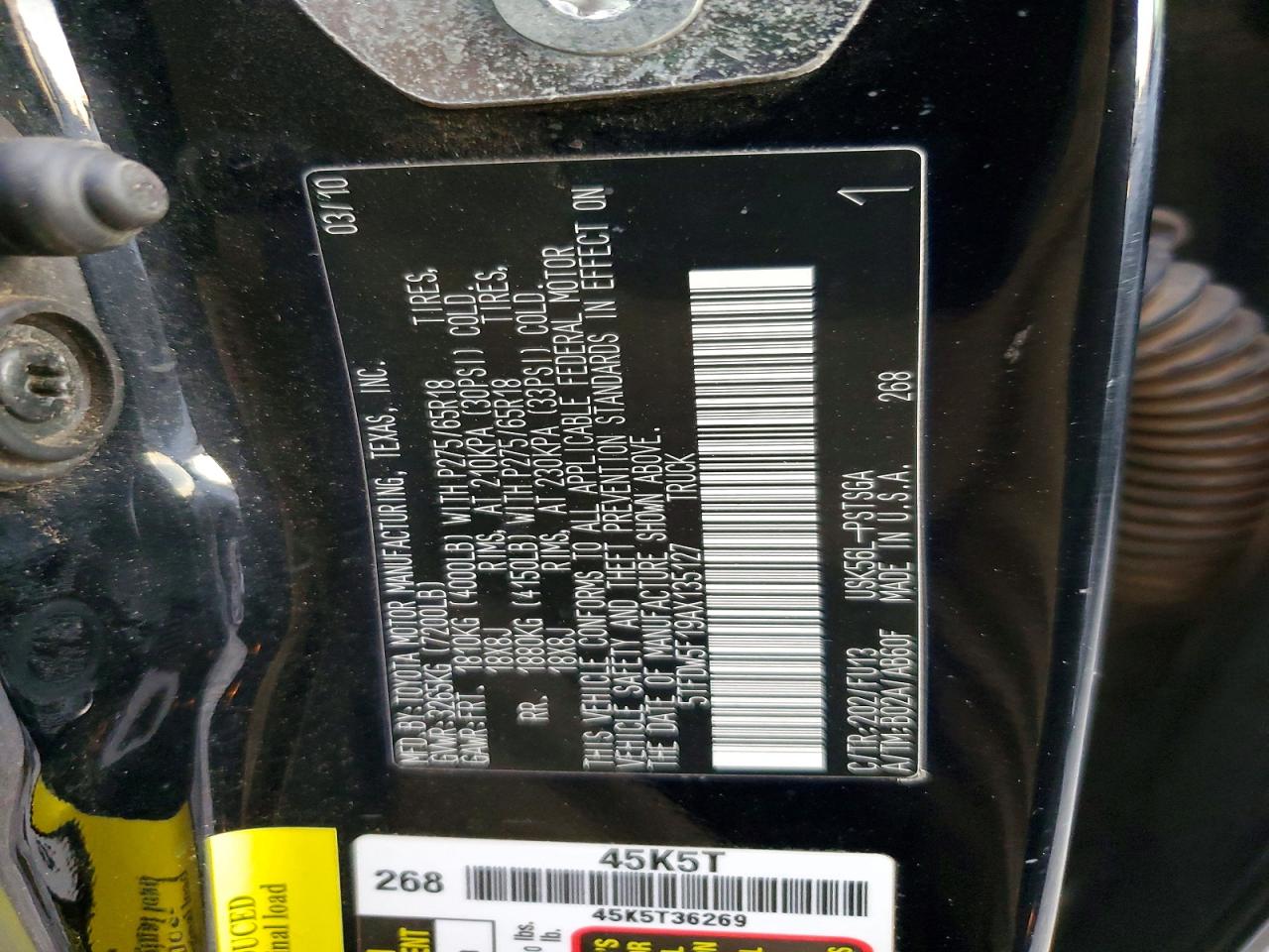 2010 TOYOTA TUNDRA CREWMAX SR5 photo 12
