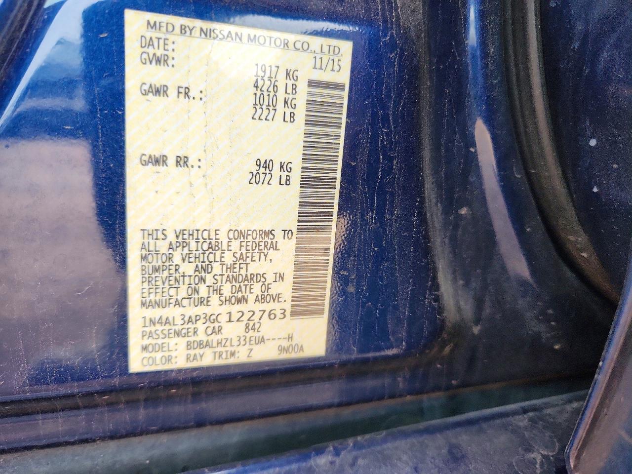 2016 NISSAN ALTIMA 2.5 photo 13