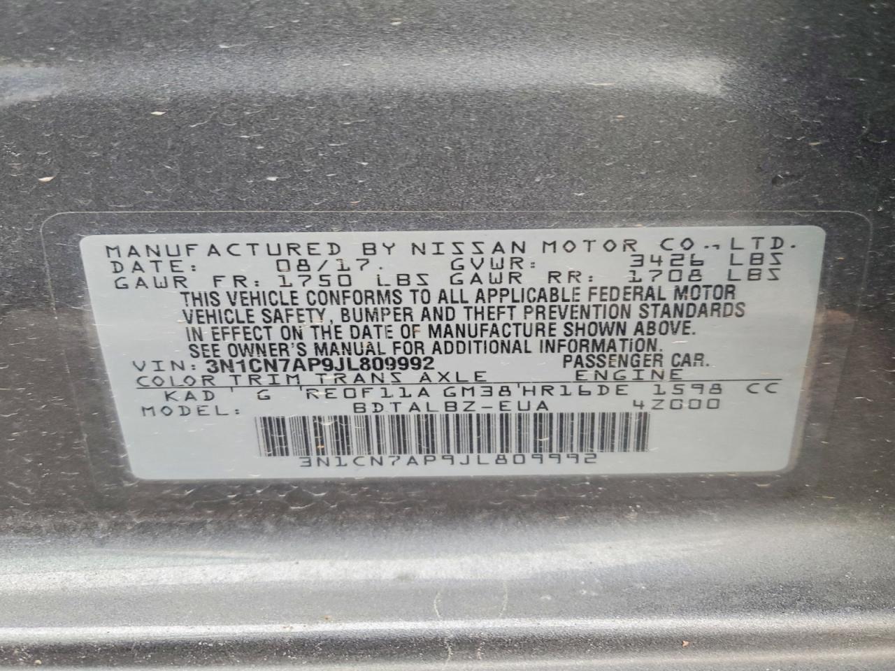 2018 NISSAN VERSA S photo 34