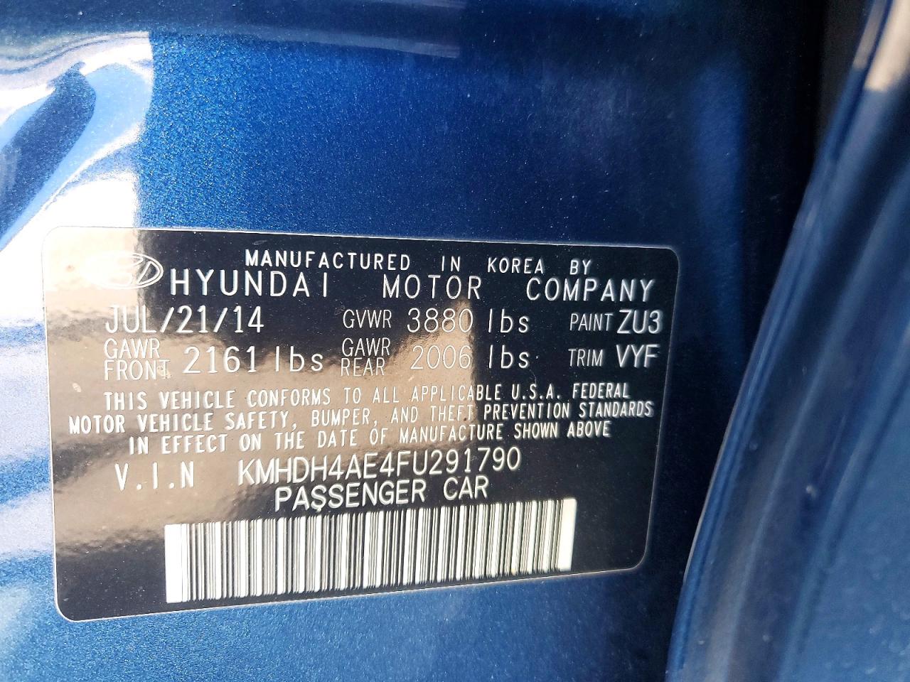 2015 HYUNDAI ELANTRA SE photo 12