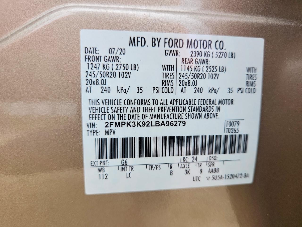 2020 FORD EDGE TITANIUM photo 14