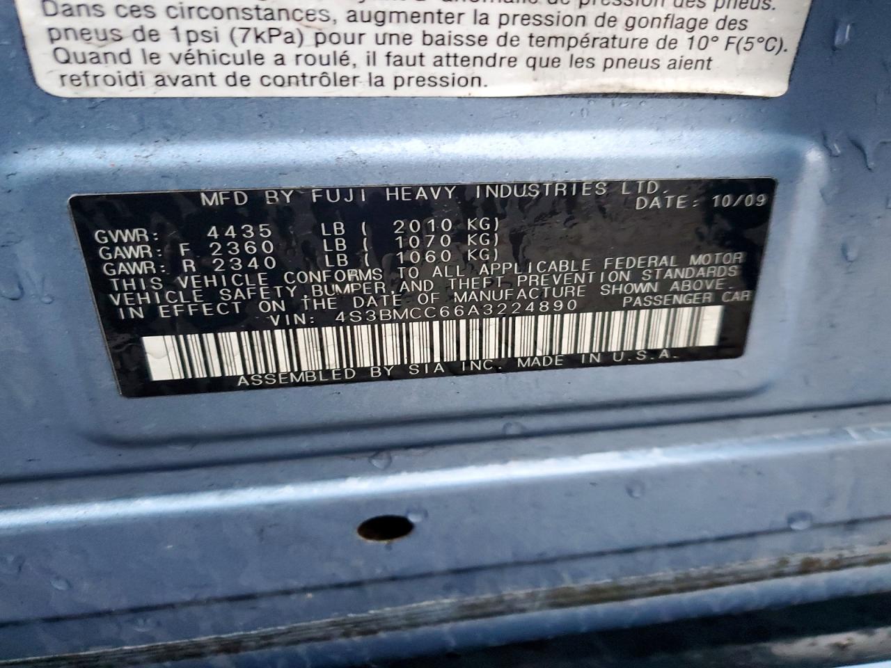 2010 SUBARU LEGACY 2.5I PREMIUM photo 12