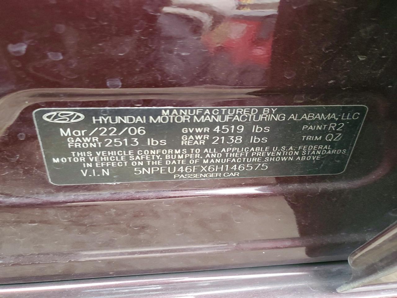 2006 HYUNDAI SONATA GLS photo 12