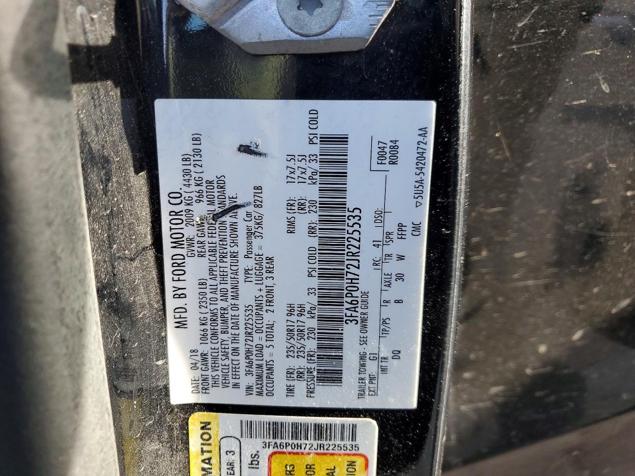 2018 FORD FUSION SE photo 12