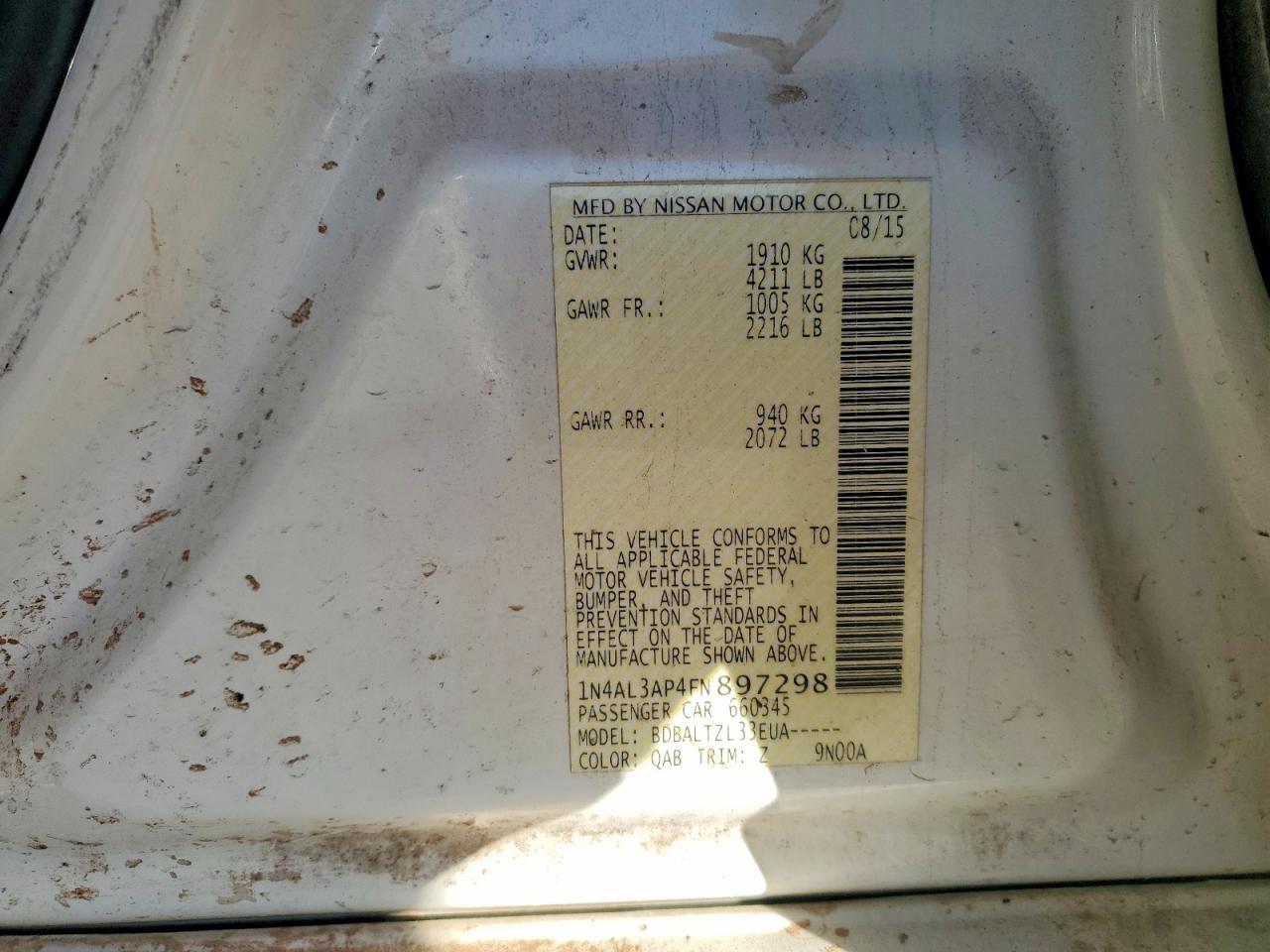 2015 NISSAN ALTIMA 2.5 photo 12