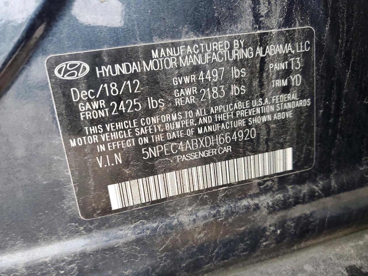 2013 HYUNDAI SONATA SE photo 12