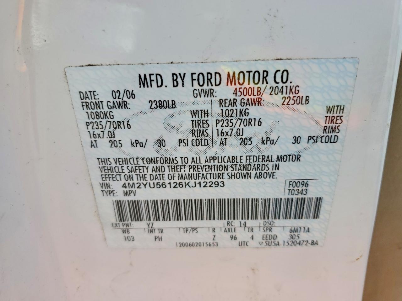 2006 MERCURY MARINER photo 13