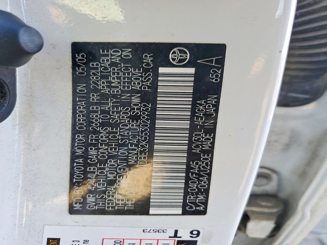 2005 TOYOTA CAMRY LE photo 12