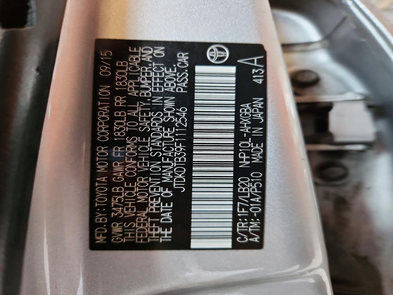 2015 TOYOTA PRIUS C photo 12