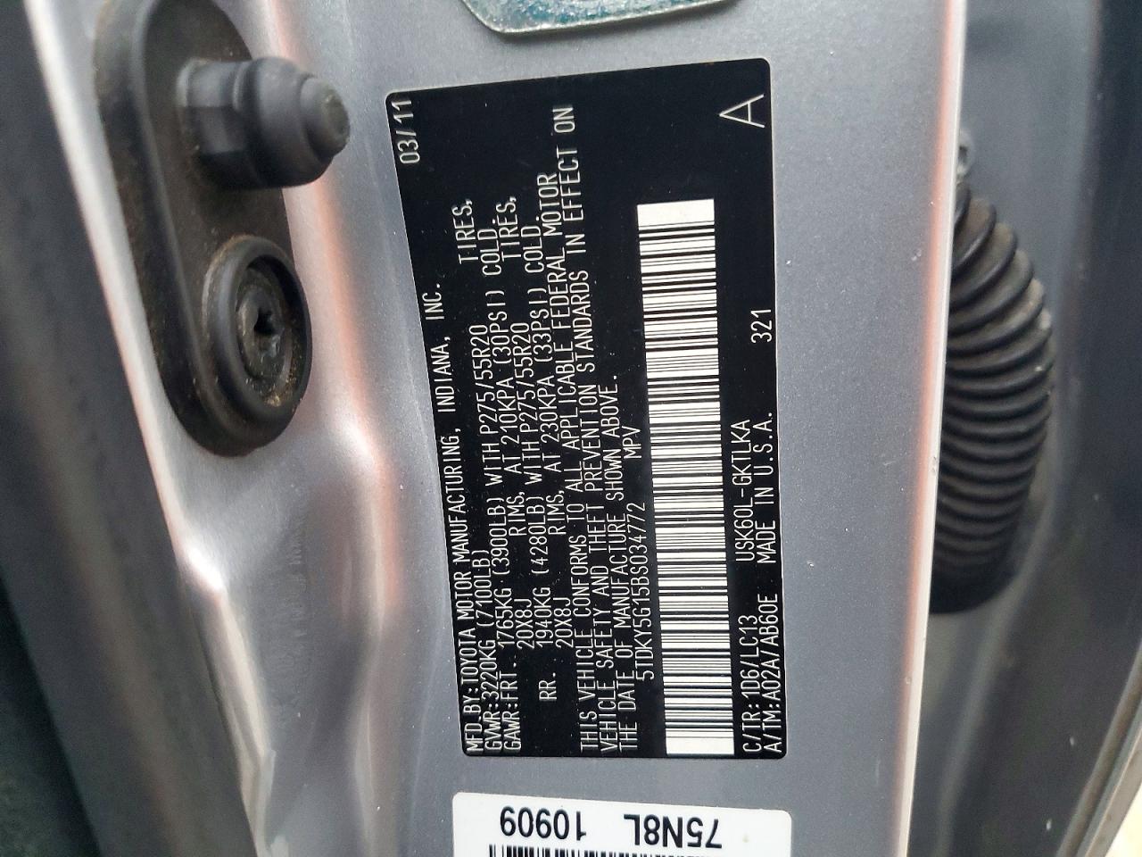 2011 TOYOTA SEQUOIA LIMITED photo 12
