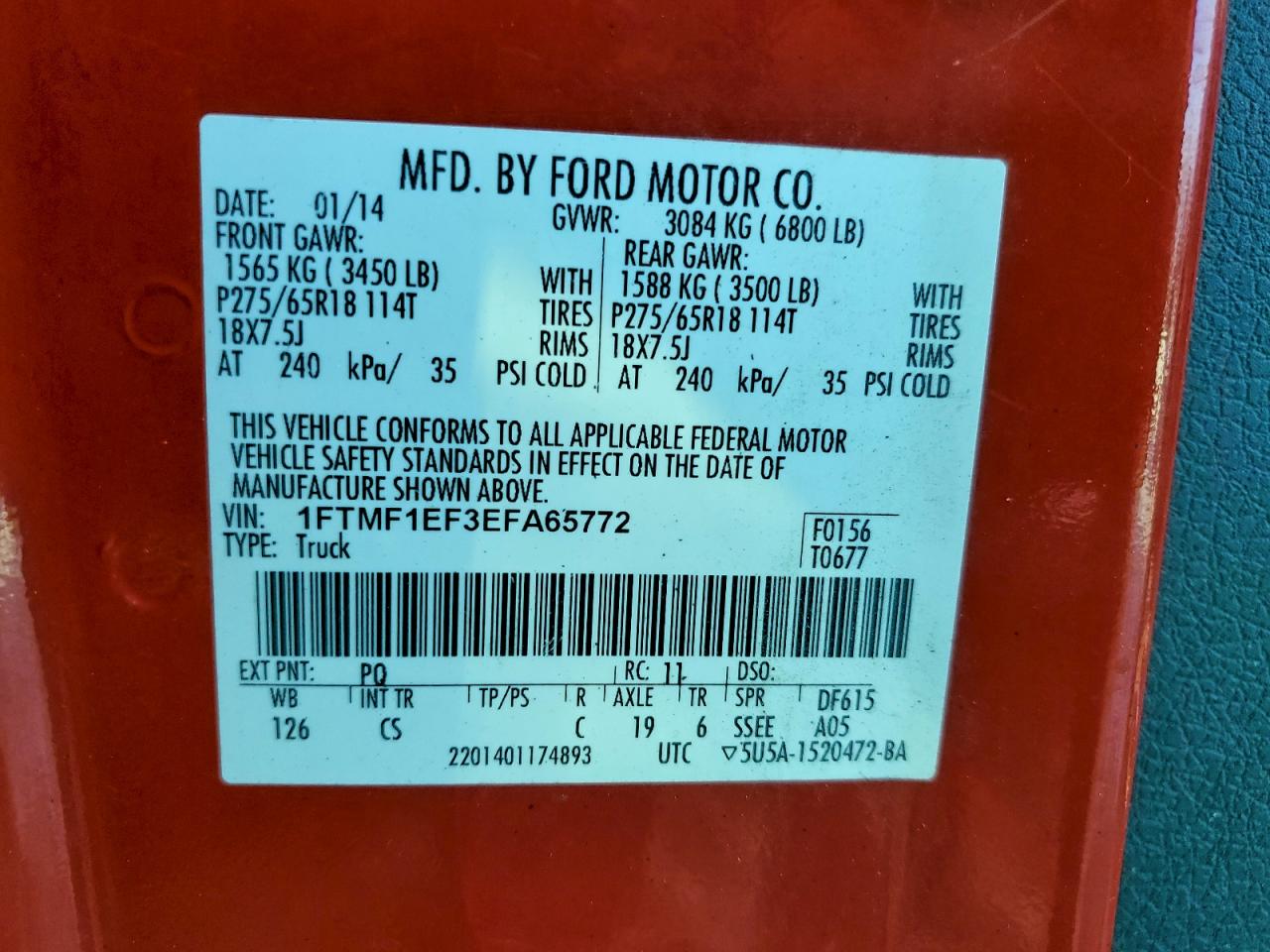 2014 FORD F150 photo 12