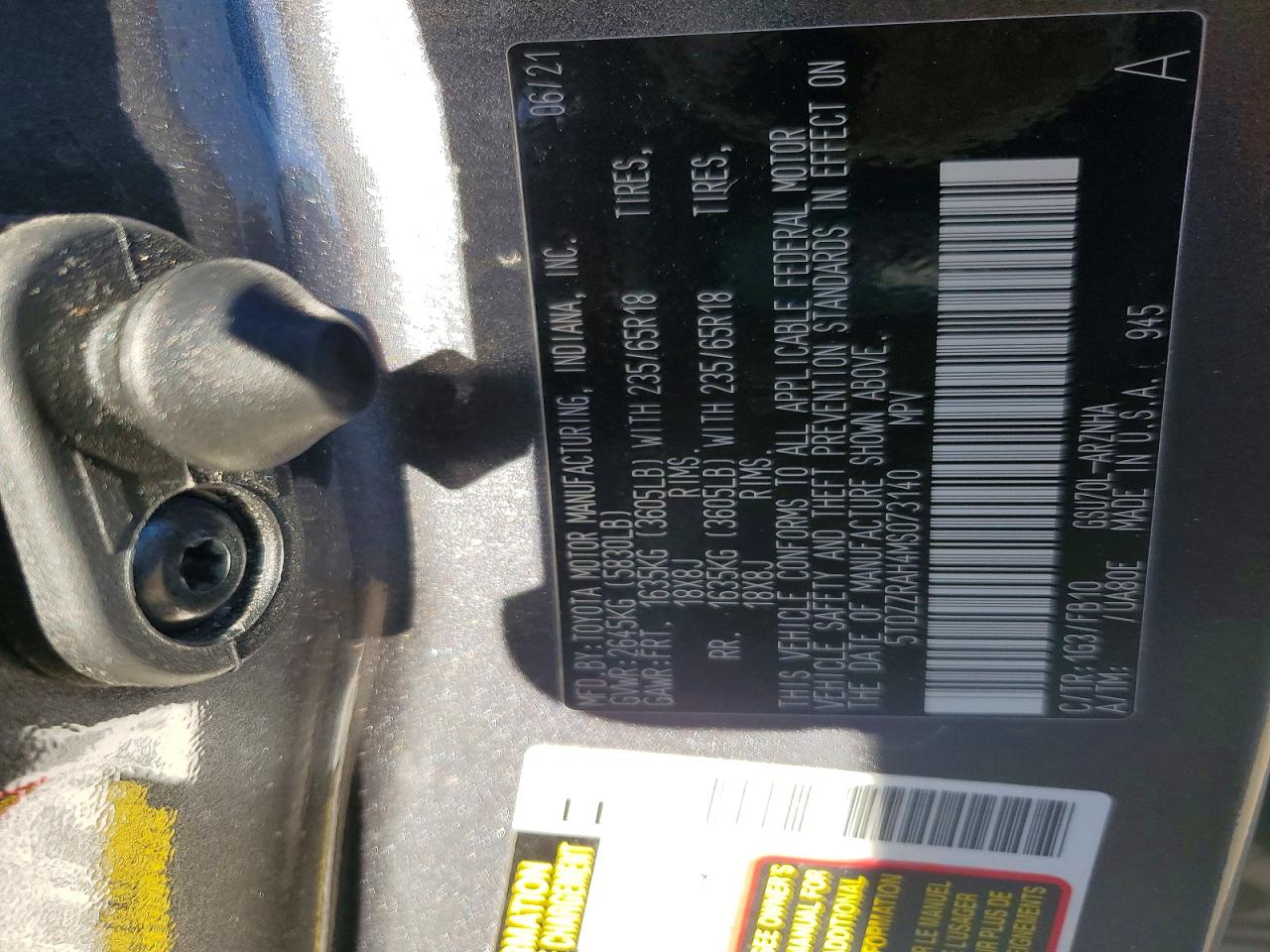 2021 TOYOTA HIGHLANDER L photo 13