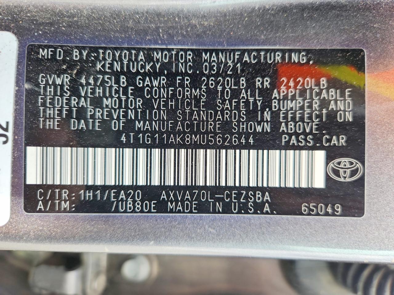 2021 TOYOTA CAMRY SE photo 25