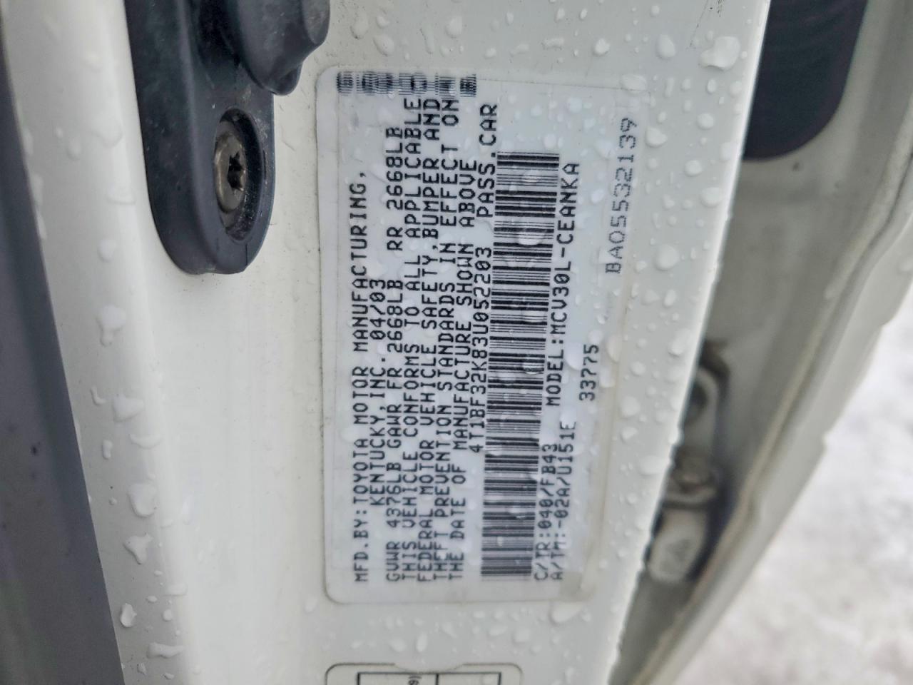 2003 TOYOTA CAMRY photo 12