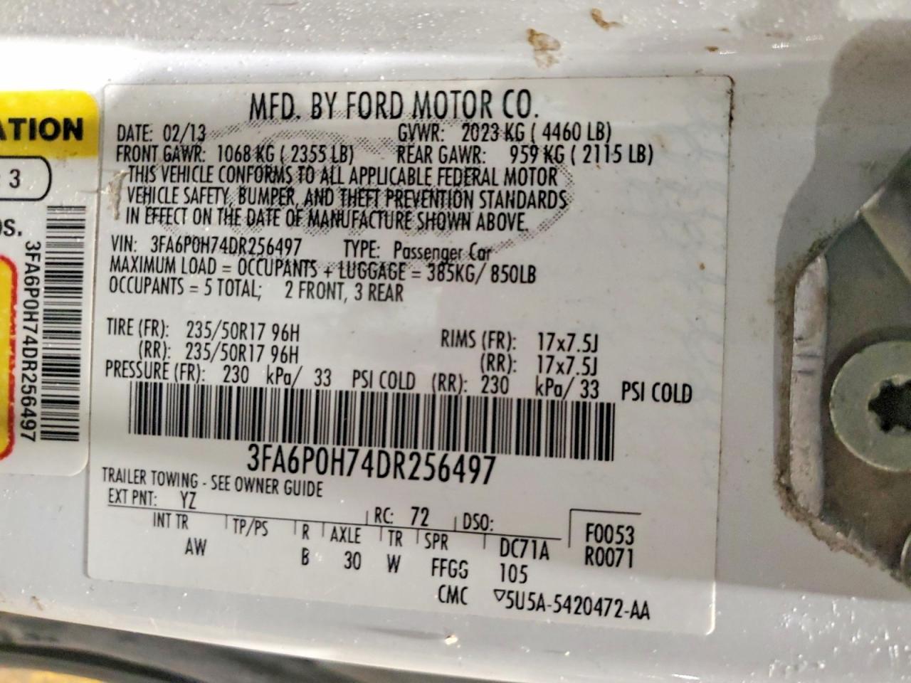 2013 FORD FUSION SE photo 12
