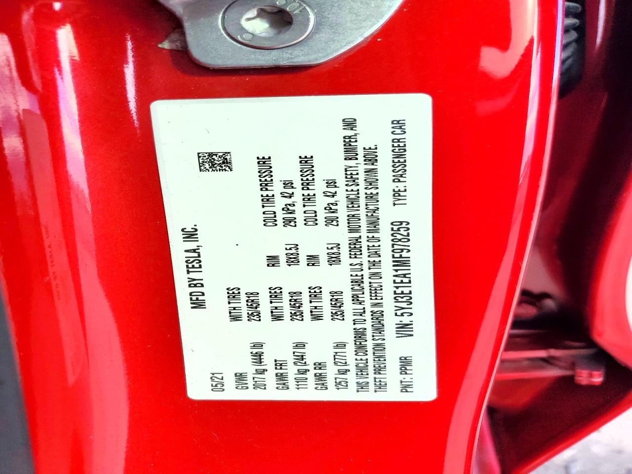2021 TESLA MODEL 3 photo 12